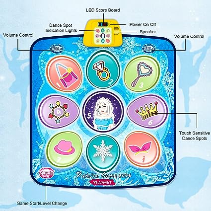 Dance Mat,Frozen Themed Play Mat Dance Game Toy Gift for 3-12 Year Old Girls (39.37"X33.85")