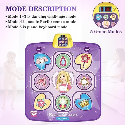 Dance Mat Toys for 3-10 Year Old Girls,5 Game Modes Including 3 Challenge Levels,Christmas Birthday Gifts for 3-8 Year Old Girls