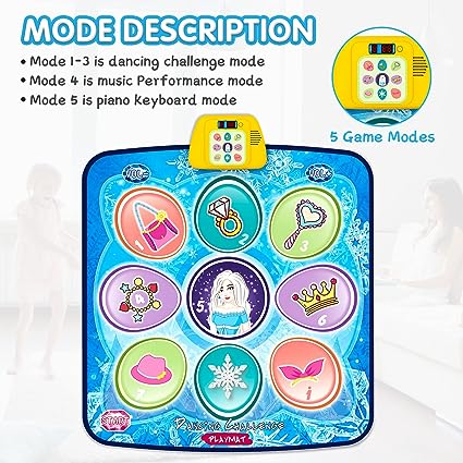 Dance Mat,Frozen Themed Play Mat Dance Game Toy Gift for 3-12 Year Old Girls (39.37"X33.85")