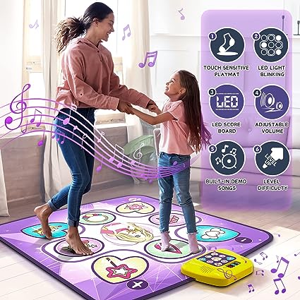 Dance Mat Toys for 3-10 Year Old Girls,5 Game Modes Including 3 Challenge Levels,Christmas Birthday Gifts for 3-8 Year Old Girls