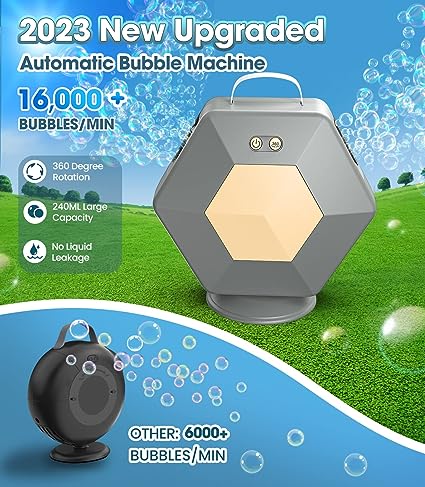 Bubble Machine Blower , Automatic 360¡ã Bubble Blower 16000+/min Bubble Maker Toy for Kids Outdoor/Indoor Party Gift