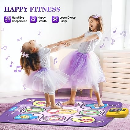Dance Mat Toys for 3-10 Year Old Girls,5 Game Modes Including 3 Challenge Levels,Christmas Birthday Gifts for 3-8 Year Old Girls