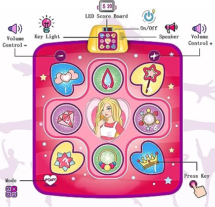 Dance Mat Toys for 3-10 Year Old Girls,5 Game Modes Including 3 Challenge Levels,Christmas Birthday Gifts for 3-8 Year Old Girls