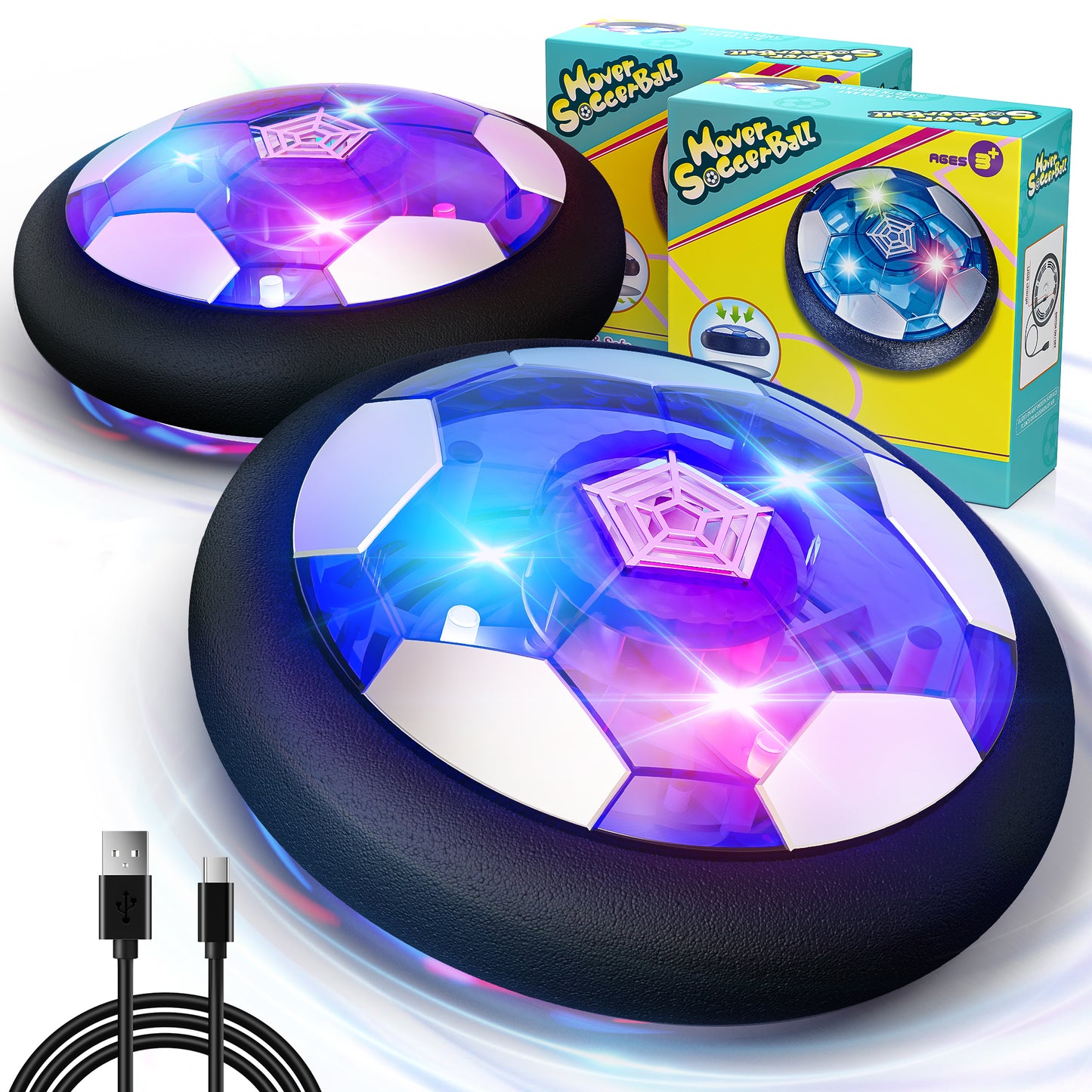Beefunni Hover Soccer Ball Set with 2 Goals, Indoor Air Floating Soccer Ball with LED Light, Birthday Xmas Gifts for Age 3 4 5 6 7 8-12 Year Old Kids Boys Girls