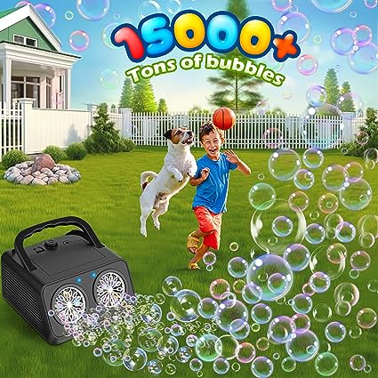 Bubble Machine for Kids, Advanced Automatic Bubble Blower with Simultaneous Bubble Generating Function, 3000+ Bubbles per Minute