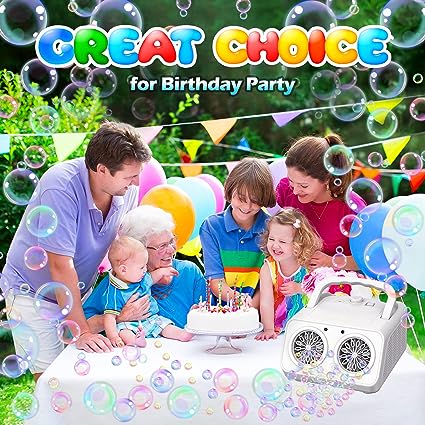 Bubble Machine, Advanced Automatic Bubble Blower with Simultaneous Bubble Generating Function, Indoor Outdoor Bubble Toy Fun for Kids