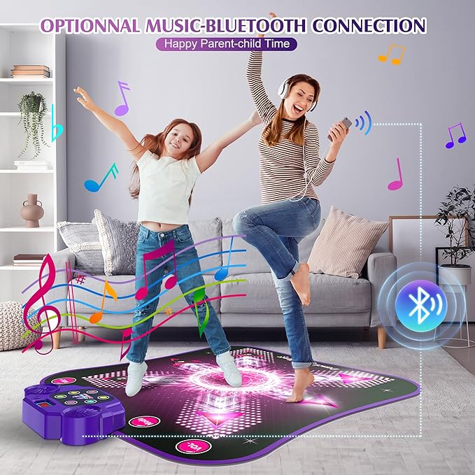 Electronic Dance Mat Toys for 3-12 Year Old Kids with Light-up, Music and Bluetooth