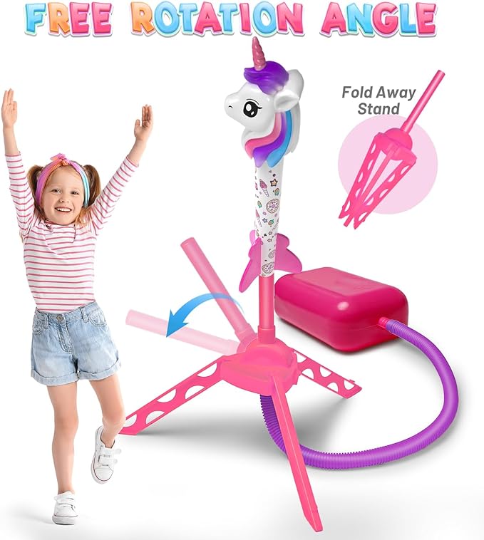 Unicorn Rocket Launcher for Girls, 4 Unicorn Outdoor Toys for Kids