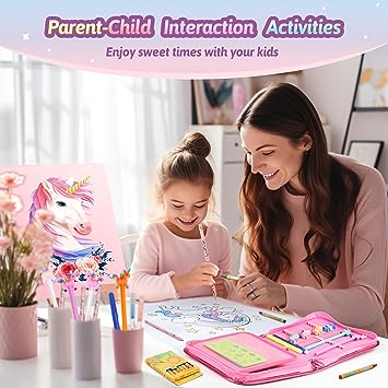 Fruit Scented Washable Markers Set with Glitte Unicorn Pencil Case, Art Supplies for Kids Ages 4-8