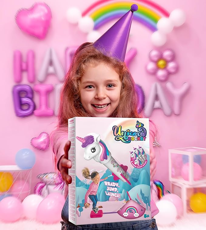 Unicorn Rocket Launcher for Girls, 4 Unicorn Outdoor Toys for Kids