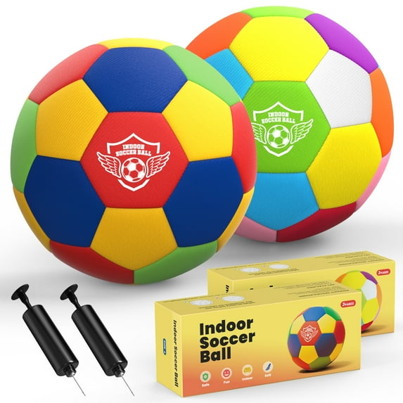 Beeunni 2 Pack Soft Indoor Soccer Ball, the House Soccer Ball Size 4 for Kids, Ideal Slient Dribbling, Training for Home and Yards