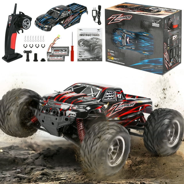 RC Cars for Adults, 1/12 Remote Control Car for Boys with 2 Rechargeable Batteries, 42 km/h All Terrains Off Road RC Trucks Birthday Christmas Gift for Kids 8-11 12+ (Red-Blue)