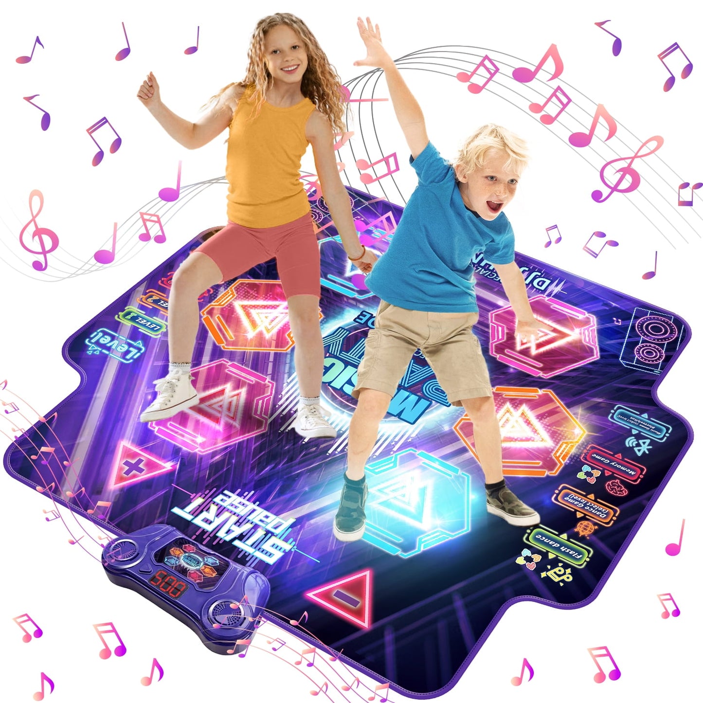Beefunni Dance Mat Toys for 3-12 Years Old Kids Toddler, Light Up Music Dance Game Toys for Girls Boys, Dancing Mat Musical Mat with Bluetooth, Kids Christmas Birthday Gifts