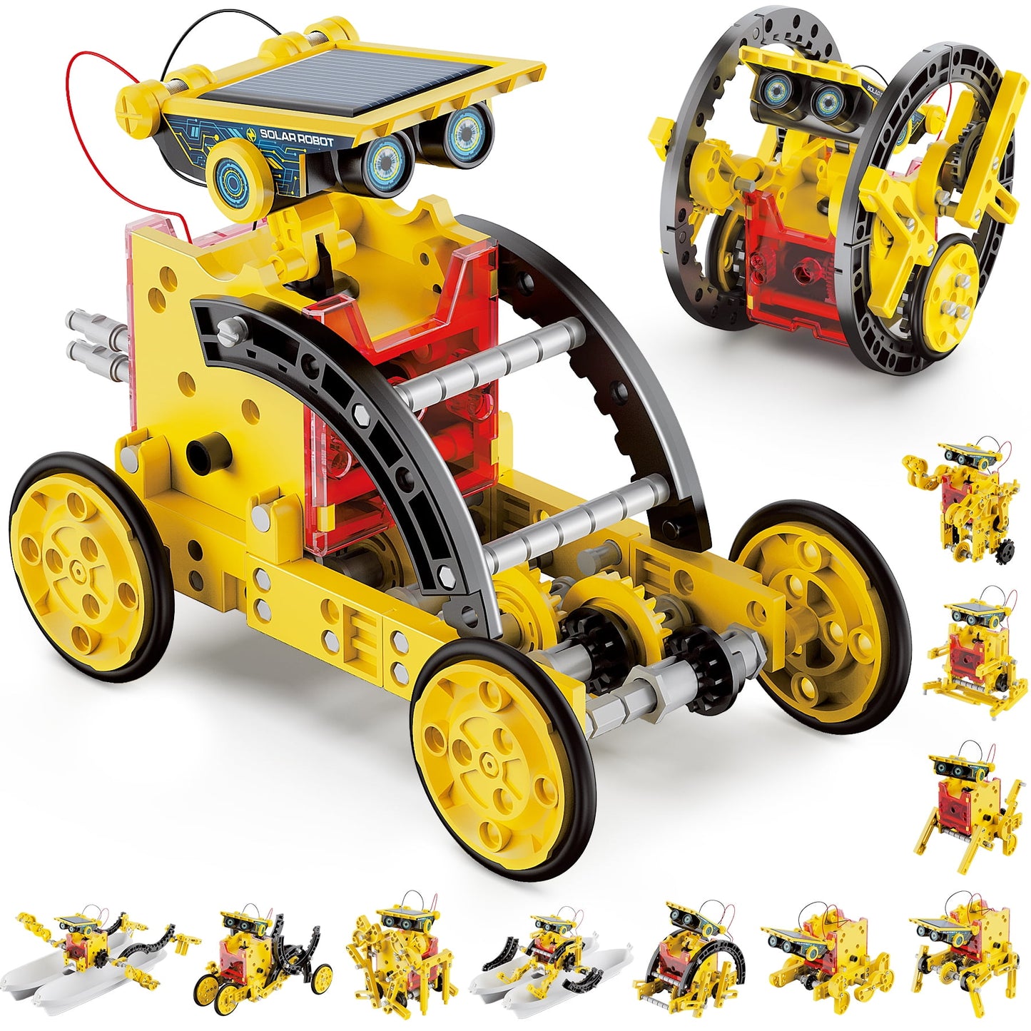 12-in-1 Solar Power Robot Kit Toy for Kids Ages 8 9 10 11 12+,Educational STEM Science Experiment Kit Toy Gifts for Boys Girls.(Yellow)
