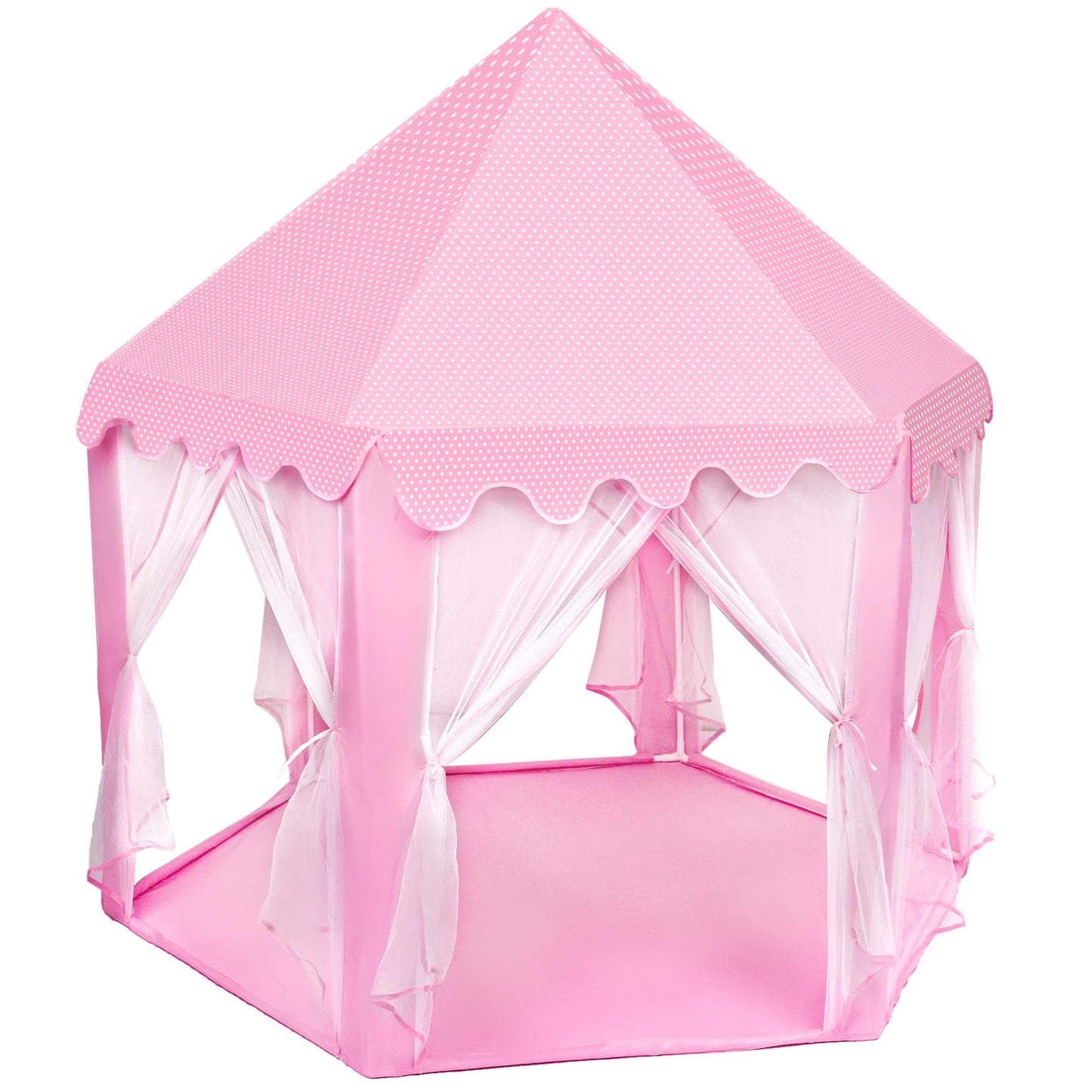 Play Tent for Girls - Pink Castle Tent with Windows and Doors, Easy Set Up, Portable and Lightweight, for Indoor and Outdoor Play