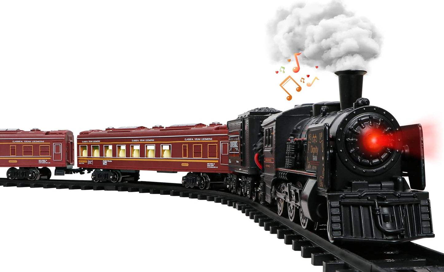 Christmas Train Set for Boys, Battery Operated Metal Alloy Electric Train Toys with Smoke, Sounds & Lights, Christmas Gifts for 3-12 Years Old Kids