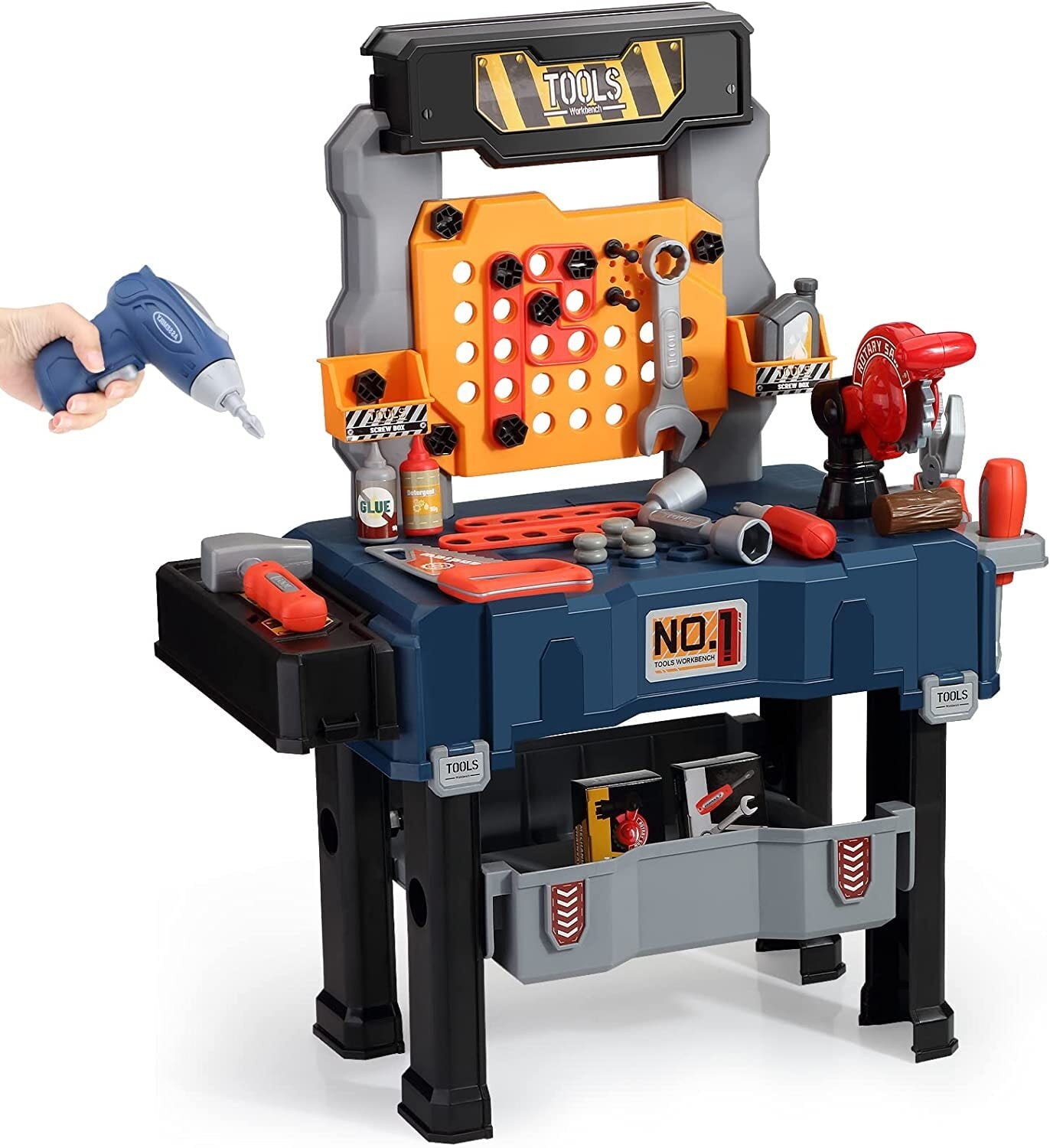 Kids Tool Set Toddler Workbench With Realistic Tools & Electric Drill for Construction Workshop Tool Bench,Gift Toys for Boys & Girls Age 3, 4, 5, 6 and Up