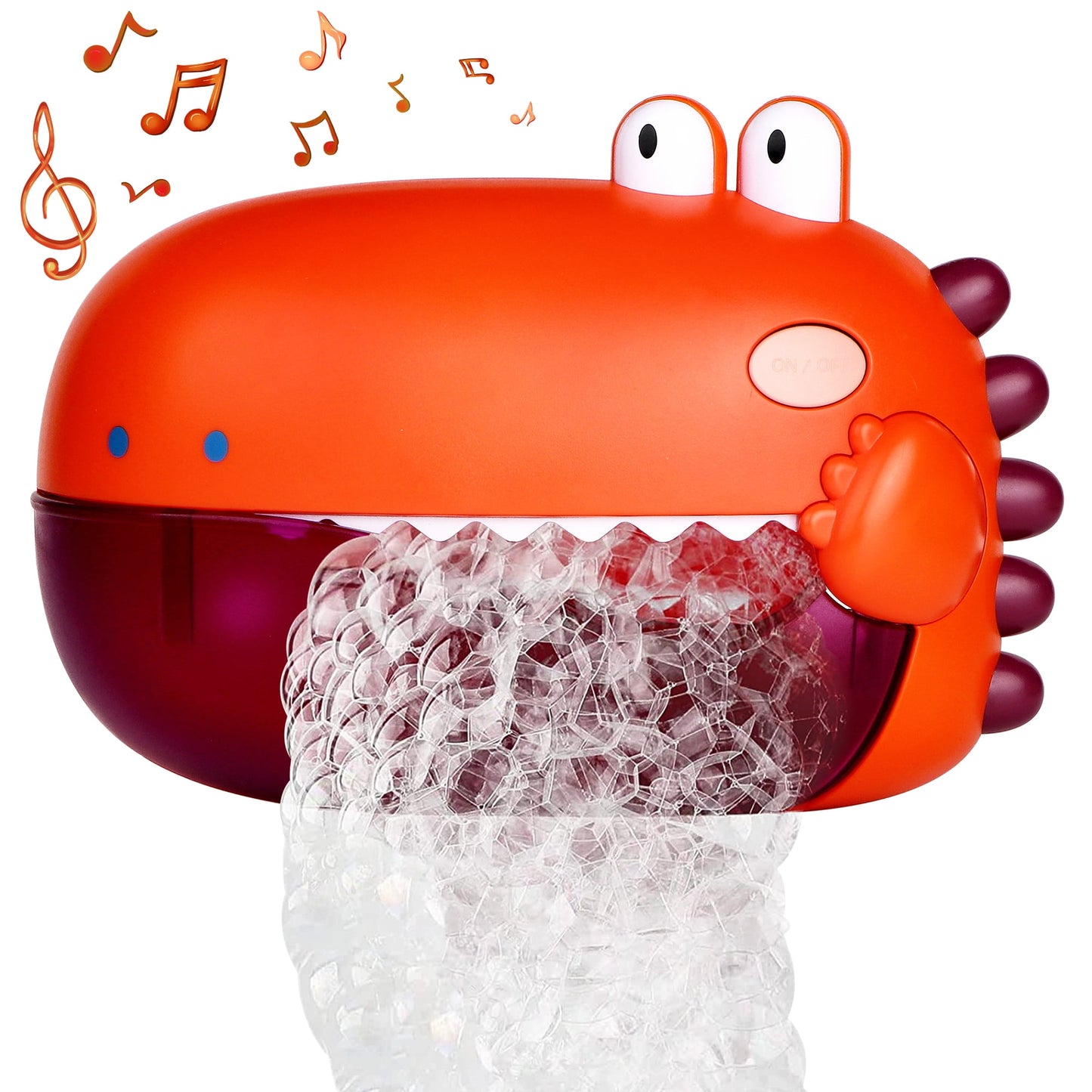 Dinosaur Bubble Bath Toys for Baby, Orange Bubble Maker Machine Bathtub Swimming Pool Toys, 12 Songs Birthday Christmas Gift for Toddler Girls Boys Aged 2+