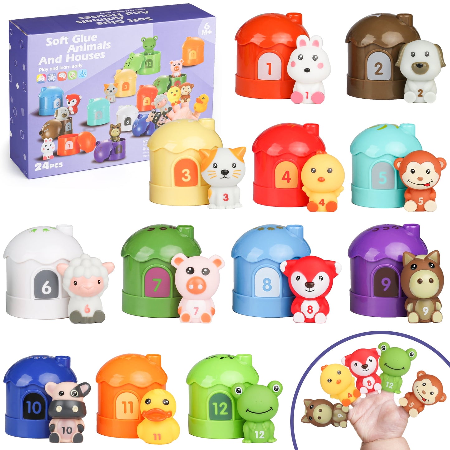 24 PCS Farm Animals Figures Montessori Toy for Toddlers Ages 2-6, Learning Toy for Children, Ideal Gift Interactive Toy for Cognitive Development and Problem-Solving Skills