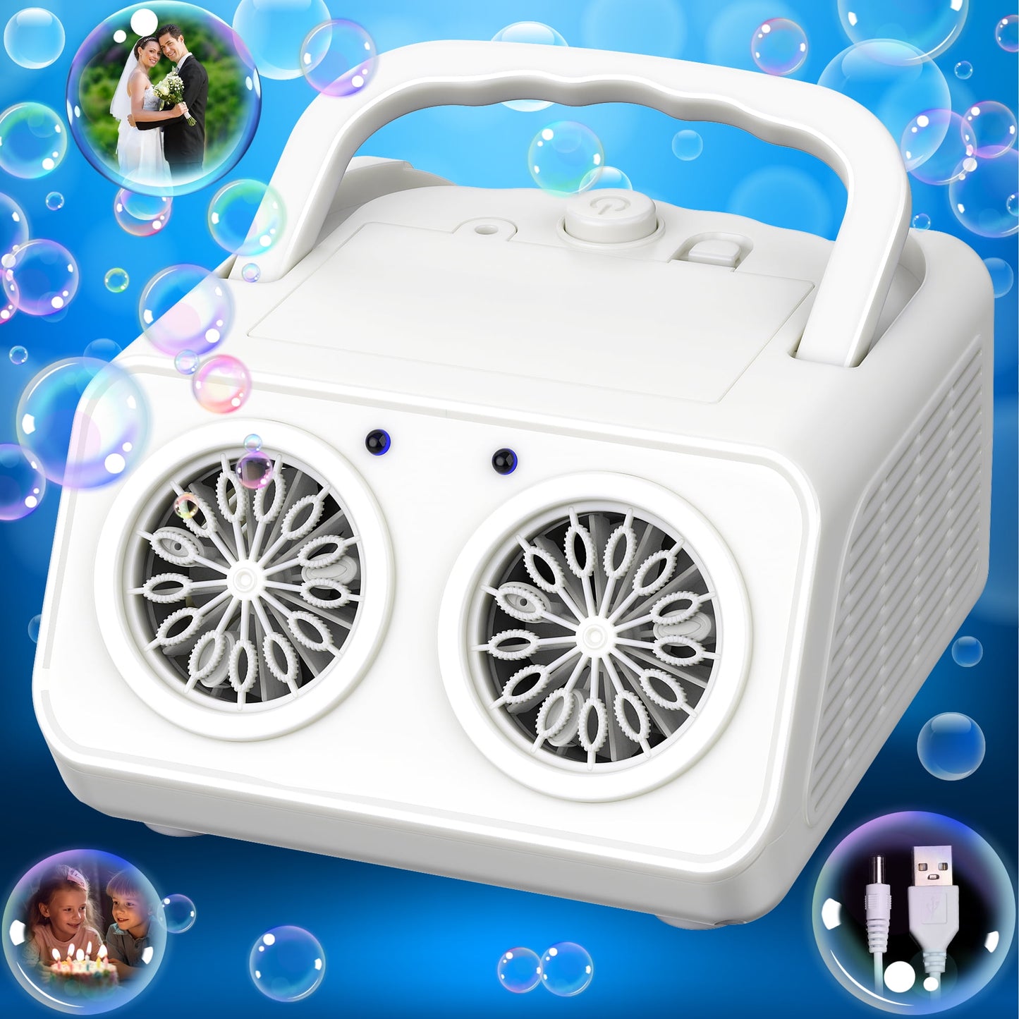 Bubble Machine, Advanced Automatic Bubble Blower with Simultaneous Bubble Generating Function, Indoor Outdoor Bubble Toy Fun for Kids