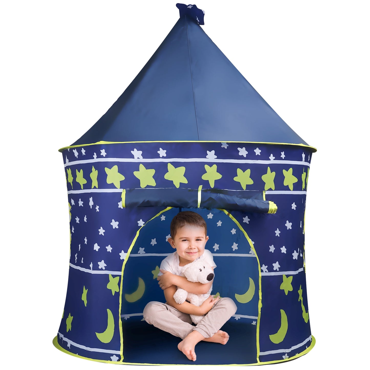 Fodlable Pop Up Play Tent, Indoor & Outdoor Large Kids Playhouse, Conveniently Fold into A Carrying Case, Birthday Gift for Kids