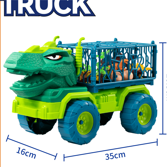 Dinosaur Toy Cars for Kids, Cartoon Vehicles Playset with Double-Decker, Christmas Gift Toys for 2 3 4 5 6 Year Old Boys Grils
