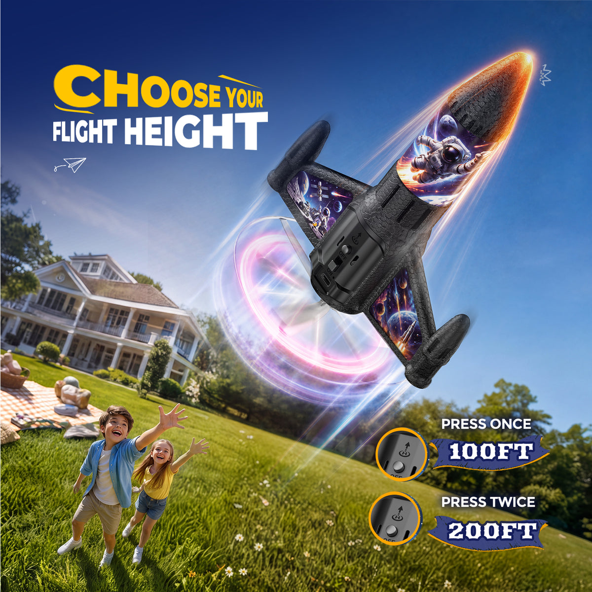 Rocket Launcher for Kids with LED, Rechargeable Rocket Toys for Kids 6-13 丨 Light Up Rocket Launcher for Kids, USB Rechargeable, 200ft Height, Auto Parachute, Outdoor Toy for Boy Girls Age 6-13 and up