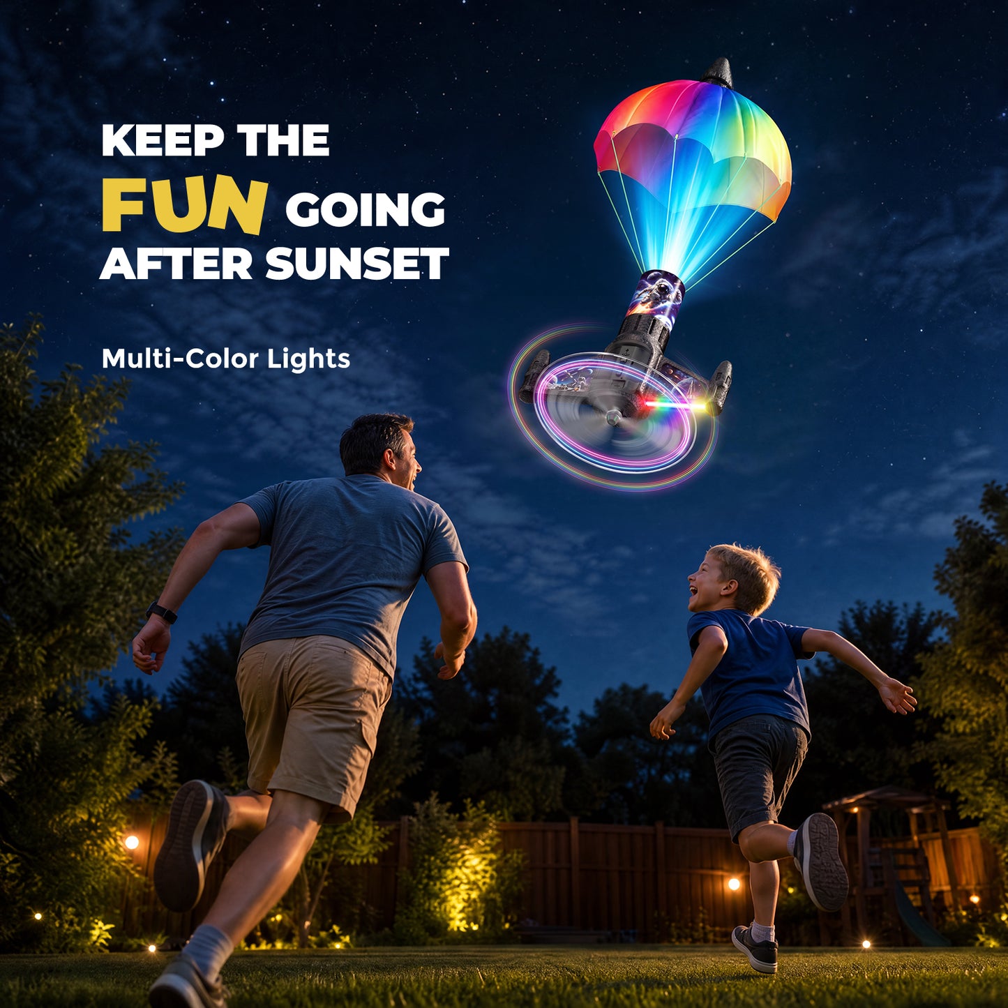 Rocket Launcher for Kids with LED, Rechargeable Rocket Toys for Kids 6-13 丨 Light Up Rocket Launcher for Kids, USB Rechargeable, 200ft Height, Auto Parachute, Outdoor Toy for Boy Girls Age 6-13 and up