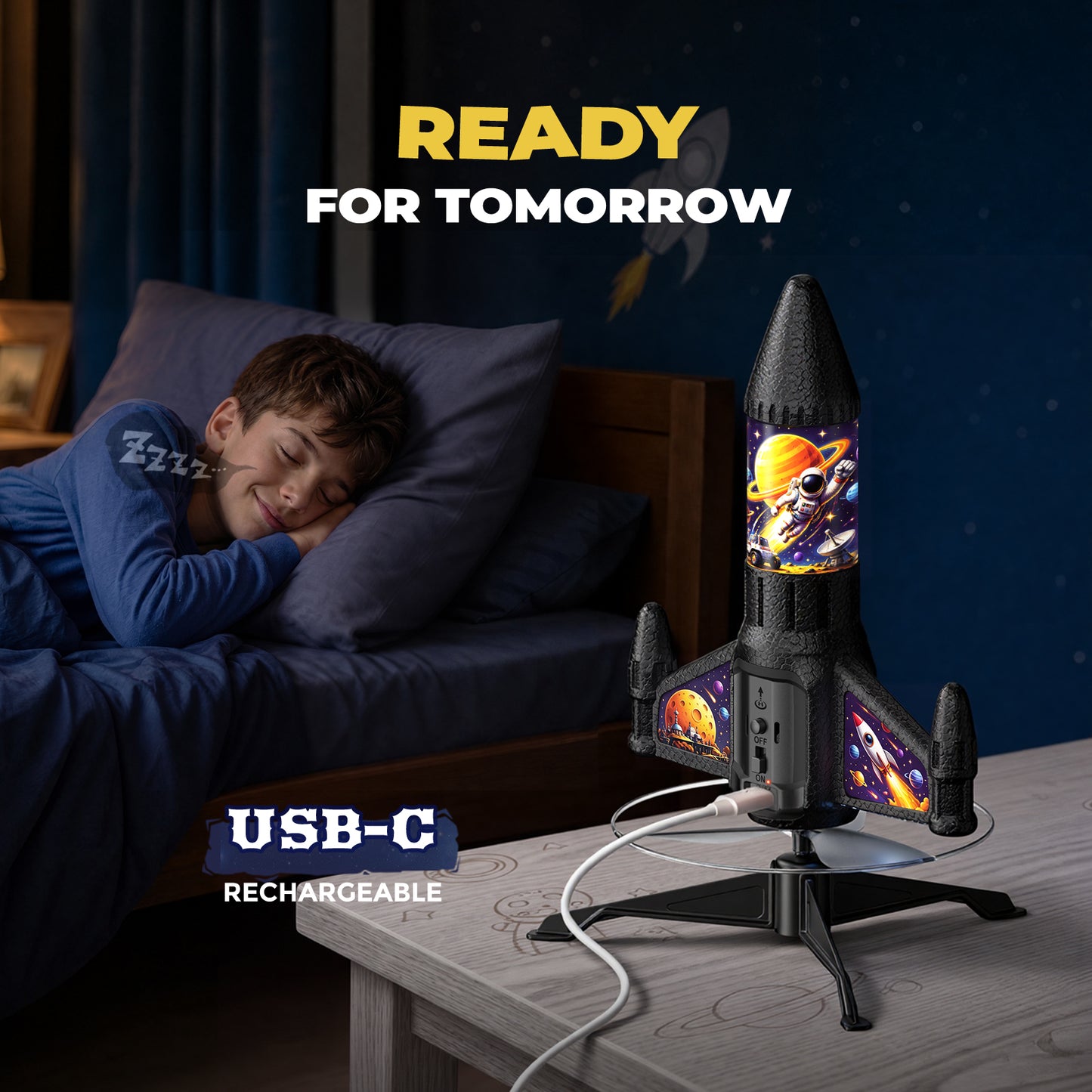 Rocket Launcher for Kids with LED, Rechargeable Rocket Toys for Kids 6-13 丨 Light Up Rocket Launcher for Kids, USB Rechargeable, 200ft Height, Auto Parachute, Outdoor Toy for Boy Girls Age 6-13 and up
