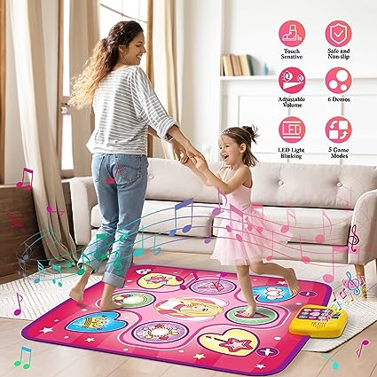 Dance Mat Toys for 3-10 Year Old Girls,5 Game Modes Including 3 Challenge Levels,Christmas Birthday Gifts for 3-8 Year Old Girls