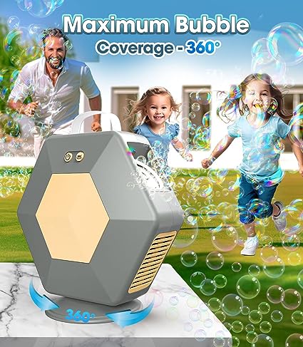 Bubble Machine Blower , Automatic 360¡ã Bubble Blower 16000+/min Bubble Maker Toy for  Kids Outdoor/Indoor Party Gift