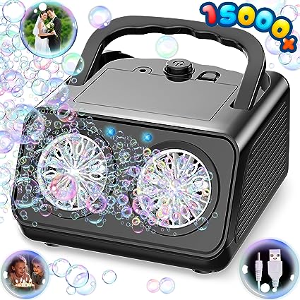 Bubble Machine for Kids, Advanced Automatic Bubble Blower with Simultaneous Bubble Generating Function, 3000+ Bubbles per Minute