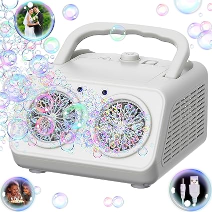 Bubble Machine, Advanced Automatic Bubble Blower with Simultaneous Bubble Generating Function, Indoor Outdoor Bubble Toy Fun for Kids