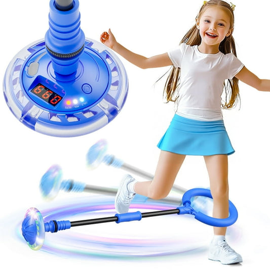 Beefunni Ankle Bounce Ball with Counter, FlexSkip for Kids, with Timer and Cal Calculator, Birthday Gifts for Girls Age 5 6 7 8 9 10+（Blue）