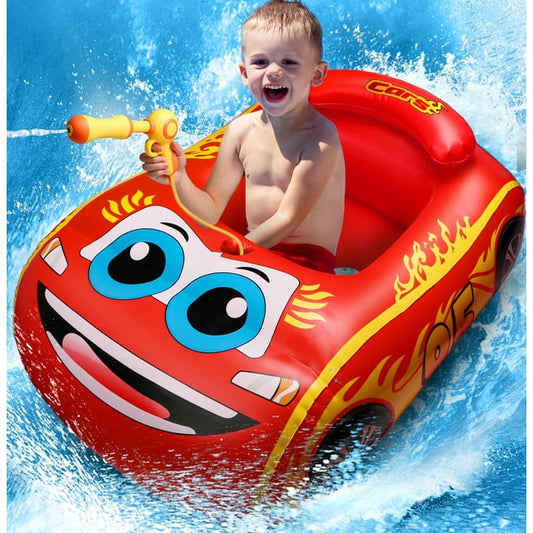 Baby Inflatable Pool Float,Car Shaped Baby Swimming Float with Steering Wheel for Toddler Aged 1-3 Years