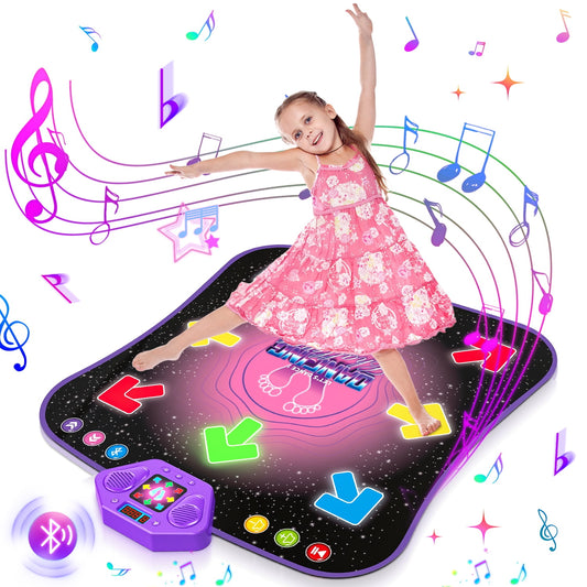 Beefunni Dance Mat, Light up Dance Pad Game Toys for Girl Ages 3 4 5 6 7 8+ Year Old, with Wireless Bluetooth, Birthday Christmas Gifts for Kids Toddlers