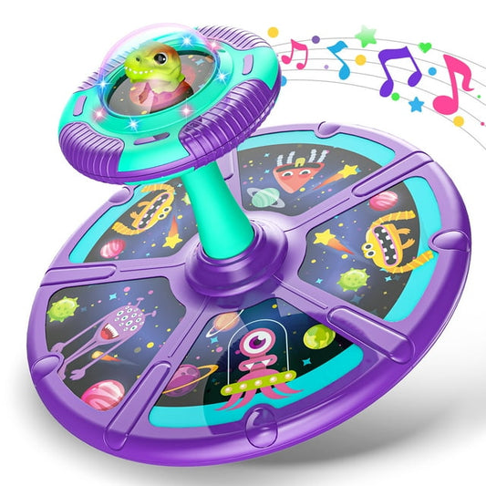 Beefunni Dinosaur Toddler Sit and Spin Toys for Ages 2 3 4 5 Years, Birthday Christmas Gift for Kids Toddlers Ages 2-4 Years, Light-Up Dinosaur Space Kids Twister with LED Light and Music.