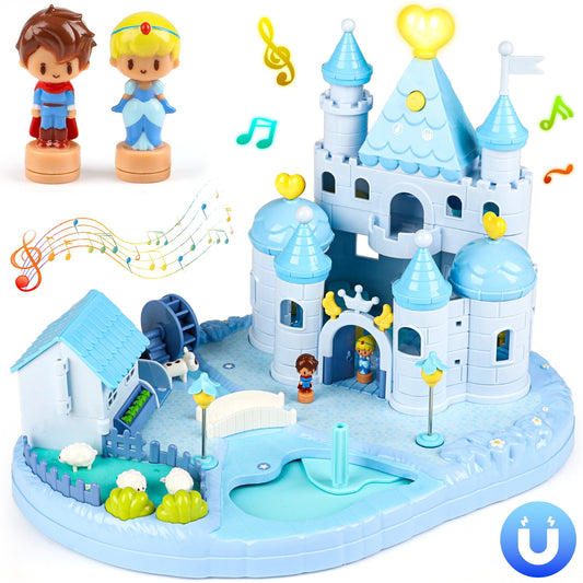 Beefunni Doll House Toy for Girls 3 4 5 6+, Princess Dollhouse Castle Playset, Birthday Christmas Gift for Girls Toddlers (Blue)