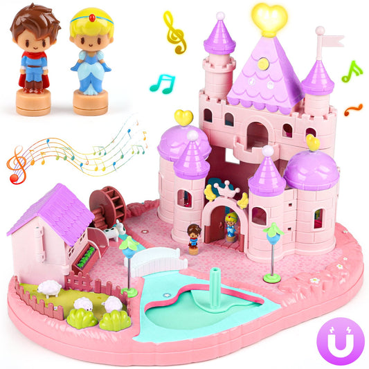 Beefunni Doll House Toy for Girls 3 4 5 6+, Princess Dollhouse Castle Playset, Control Moving Doll House, Birthday Christmas Gift for Girls Toddlers (Purple)