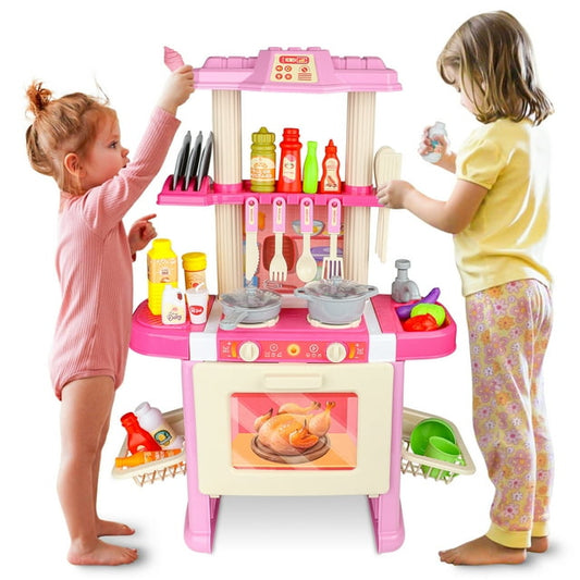 Kids Kitchen Fun Play Kitchen Set with Realistic Sounds, Lights, and Hours of Imaginative Play, Kitchen Playset for Toddlers Girls