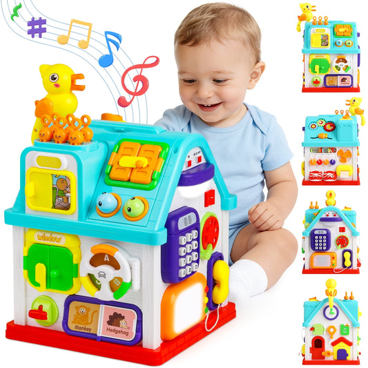 Beefunni Montessori Toddler Toy – Educational Musical Learning House for Boys & Girls, Baby Toys 6–12 Months, 1 Year Old Toys, Early Learning Activity Cube, Bilingual Kids Toy, Sensory Toys
