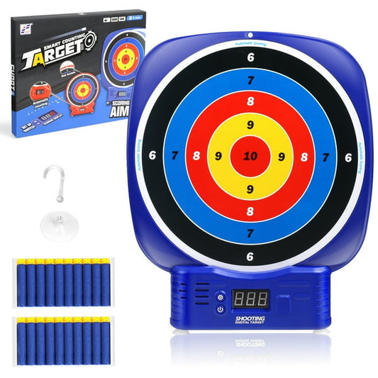 Beefunni Digital Shooting Targets Toy with 20 Foam Dart, Boy Toys Ages 5 6 7 8 9+, Indoor Outdoor Shooting Game Toys Birthday Christmas Gifts for 5-8-12 Year Old Boys.(Blue)