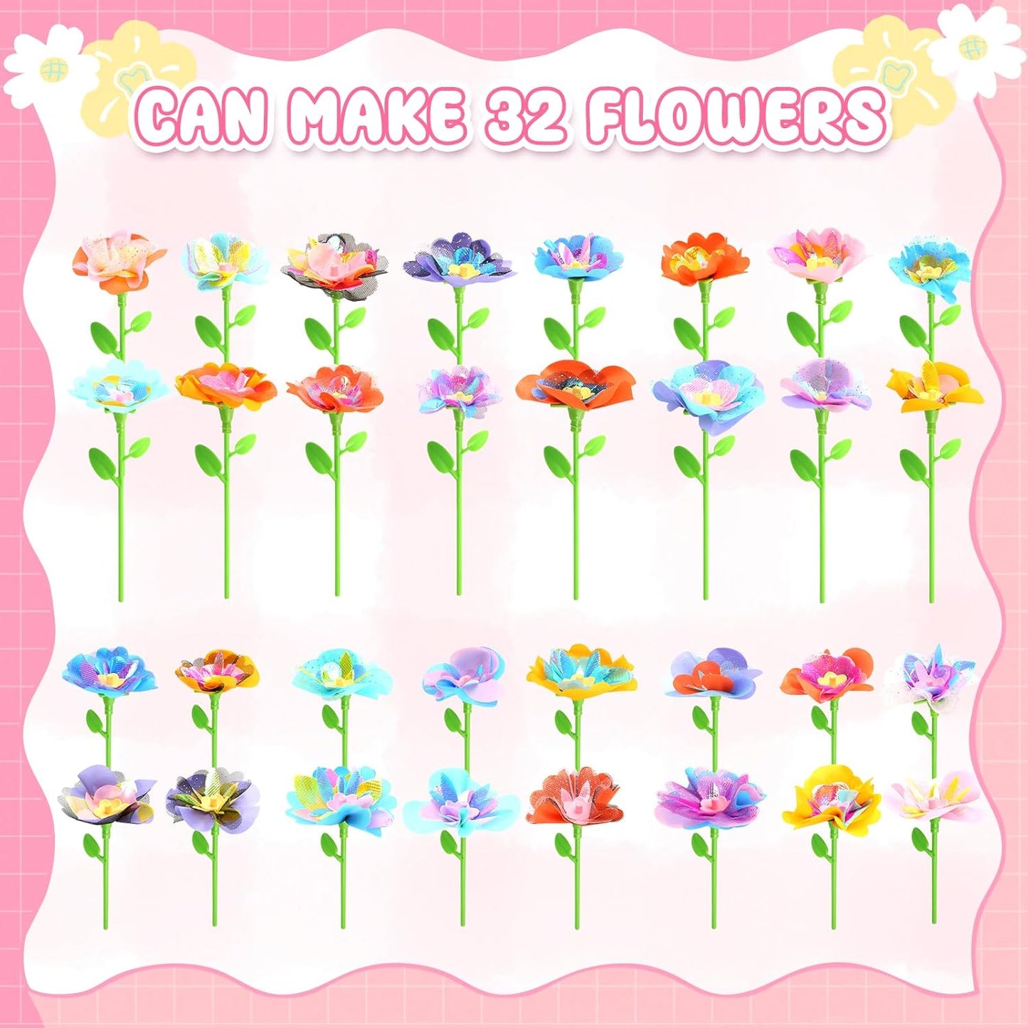 beefunni Flower Bouquet Craft Kit, Mothers Day Crafts for Kids Classroom, DIY Craft Toys for Kids Ages 4-8, Educational Flower Make Toy for Toddler, Birthday Gift for 4 5 6 7 8+ Year Old Girls and Boy