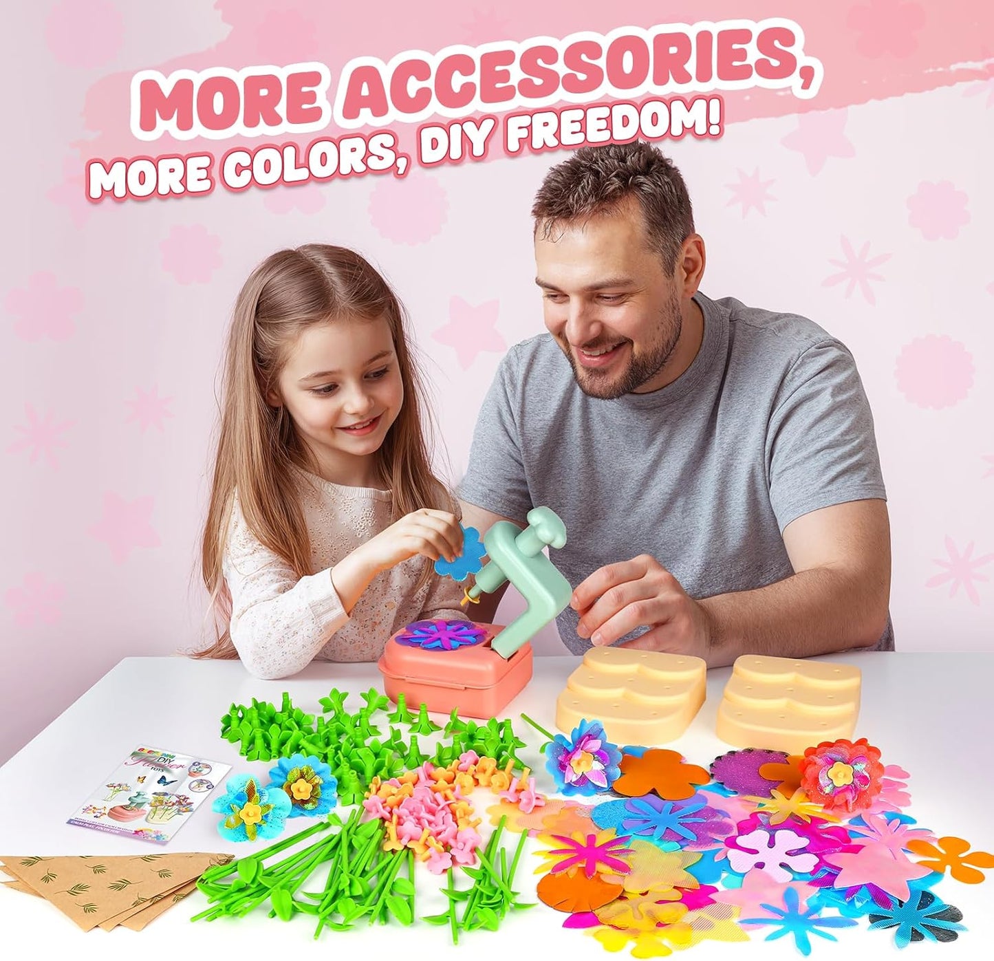 beefunni Flower Bouquet Craft Kit, Mothers Day Crafts for Kids Classroom, DIY Craft Toys for Kids Ages 4-8, Educational Flower Make Toy for Toddler, Birthday Gift for 4 5 6 7 8+ Year Old Girls and Boy