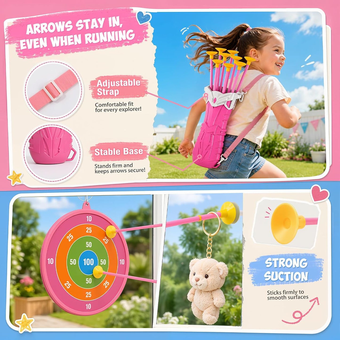 beefunni Unicorn Bow and Arrow Set for Girls Ages 3-12, LED Light Up Kids Archery Toy Set with 10 Suction Cup Arrows, Christmas Birthday Gifts for Girls Ages 4-6