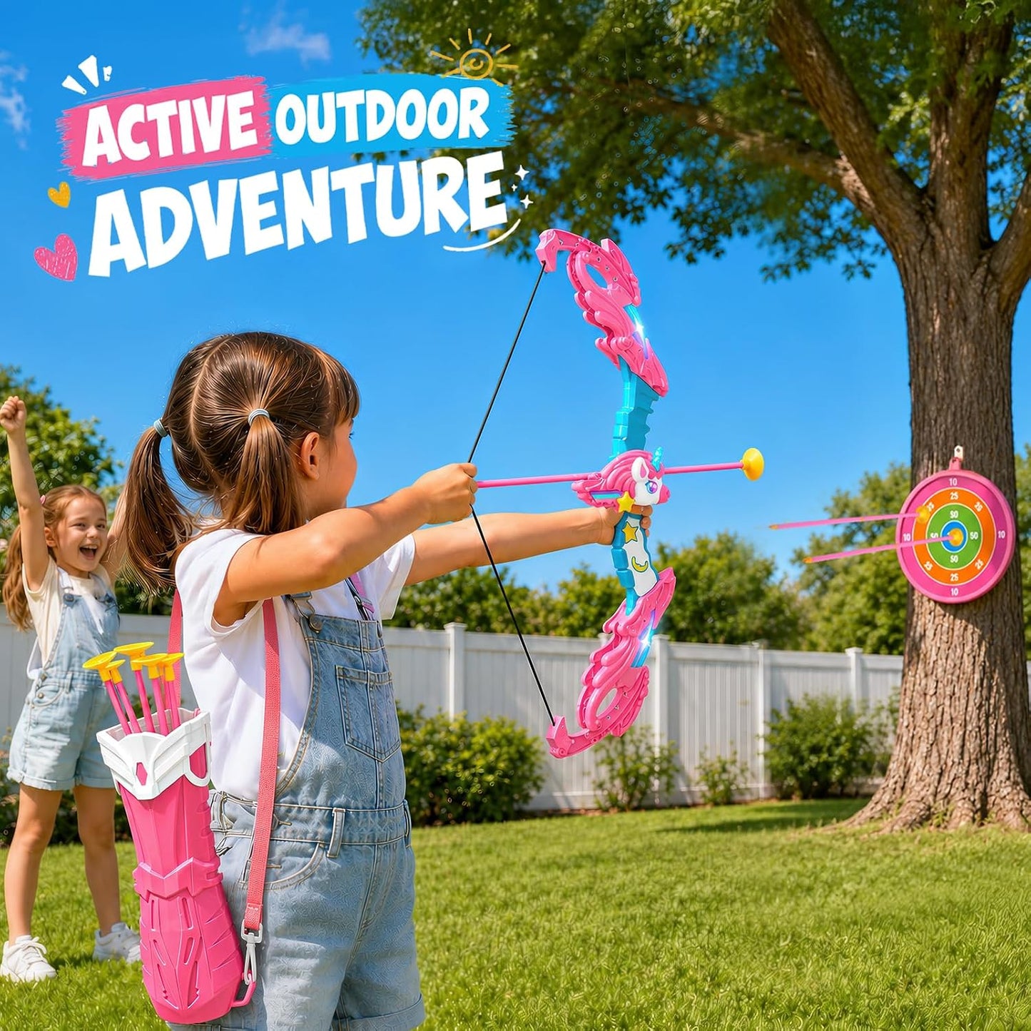 beefunni Unicorn Bow and Arrow Set for Girls Ages 3-12, LED Light Up Kids Archery Toy Set with 10 Suction Cup Arrows, Christmas Birthday Gifts for Girls Ages 4-6