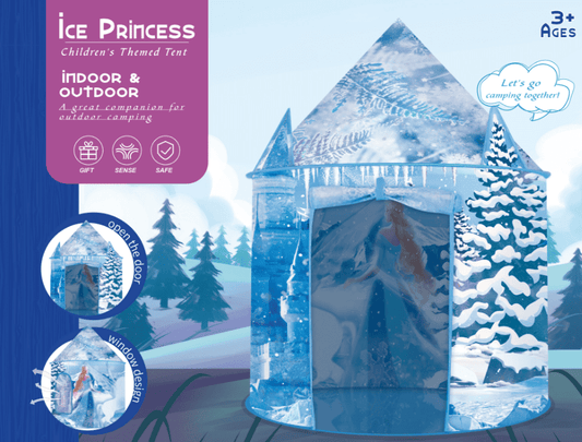Play Tent for Girls - Frozen Castle Tent with Windows and Doors, Easy Set Up, Portable and Lightweight, for Indoor and Outdoor Play
