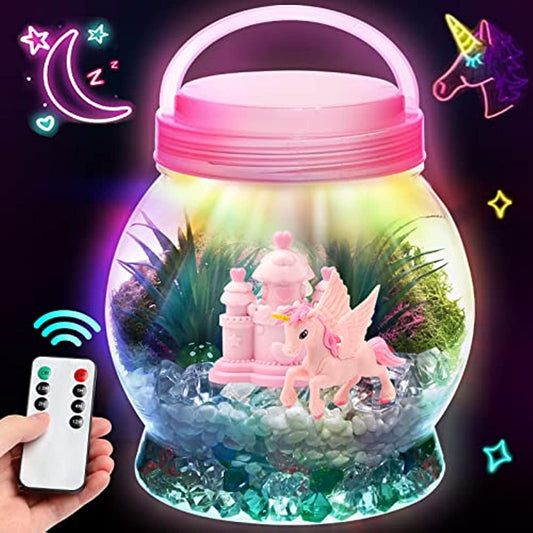 Light-Up Unicorn Terrarium Kit for Kids, Unicorn Toys with Timing Control Remote, DIY Arts and Crafts Gift for Kids 5 6 7 8-12 Boy & Girl
