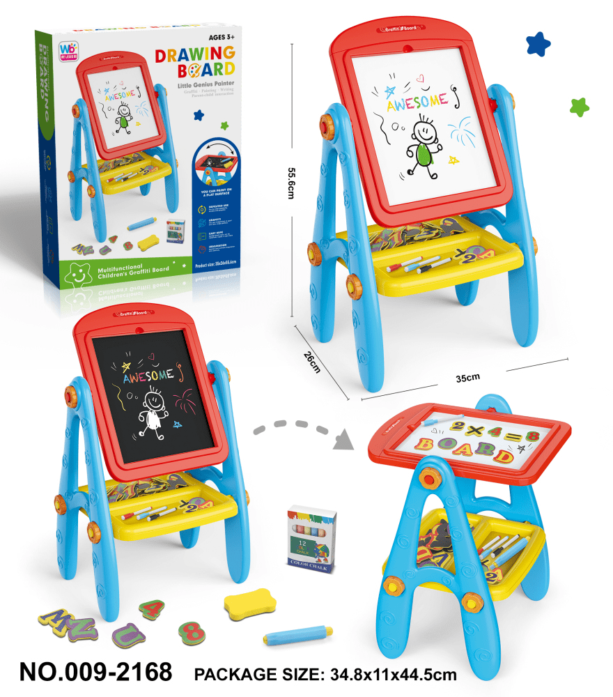 Easel for Kids, 4 in 1 Double Sided Kids Adjustable Standing Toddler Easel with Drawing & Writing Accessories - Gift for Boys and Girls