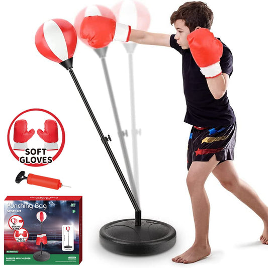 Punching Bag for Kids and Adults Boxing Set with Adjustable Standing Base, Boxing Gloves, Hand Pump, Gift for Kids Age 4, 5, 6, 7, 8 Years Old Boys
